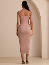 [Roze] SilkSilky-NL Square Neck Jurk 002