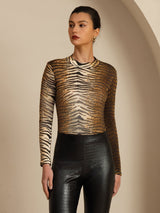 [Tijger] SilkSilky-NL Lange Mouw Col Montant Dames T-Shirt 003