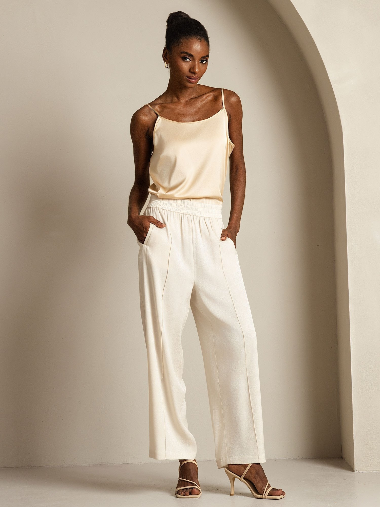 [Beige] SilkSilky-NL 22Momme Zijde Womens Pants 008