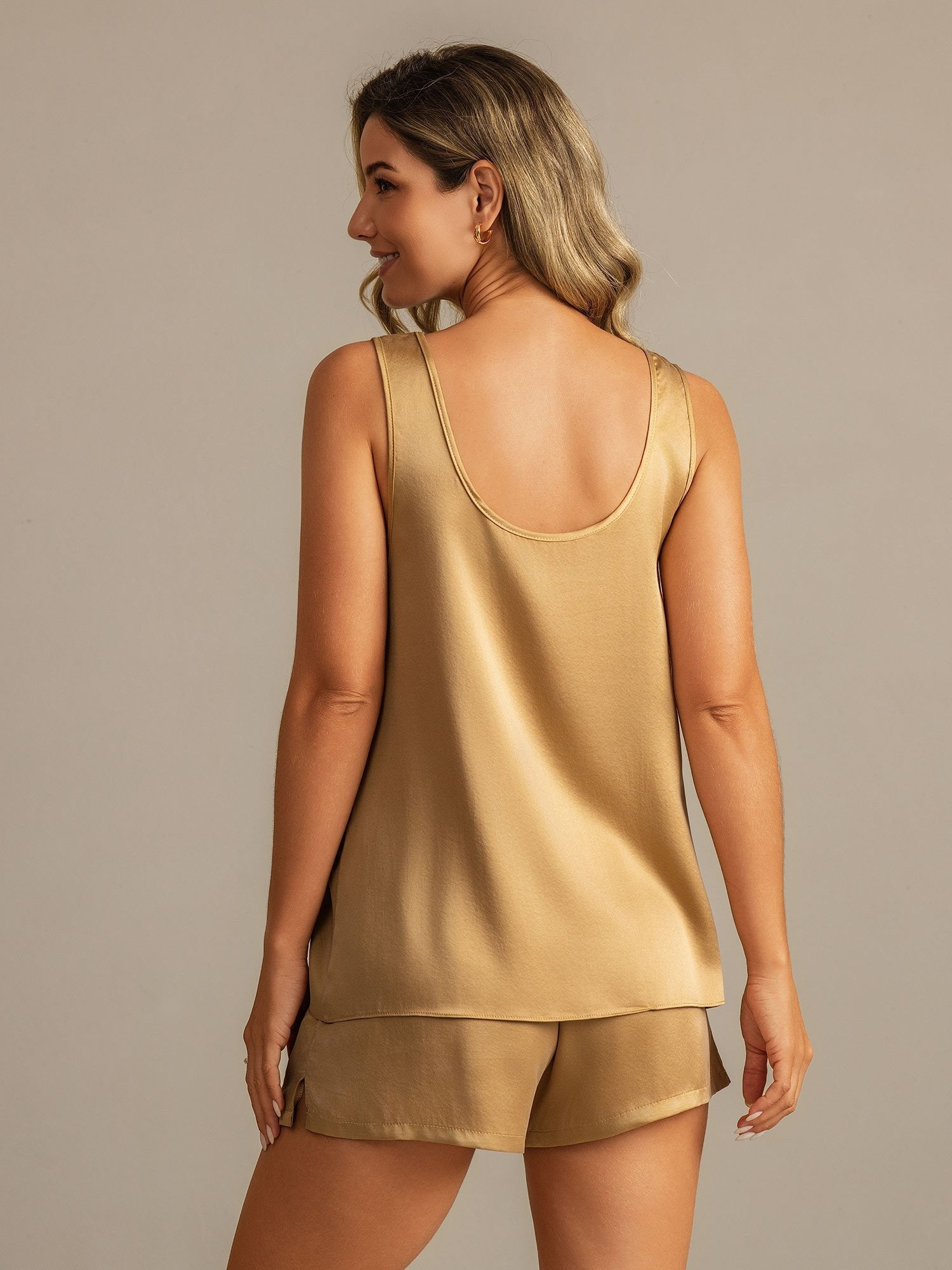 [Tan] SilkSilky-NL 19Momme Zijde Womens Pajamas 002