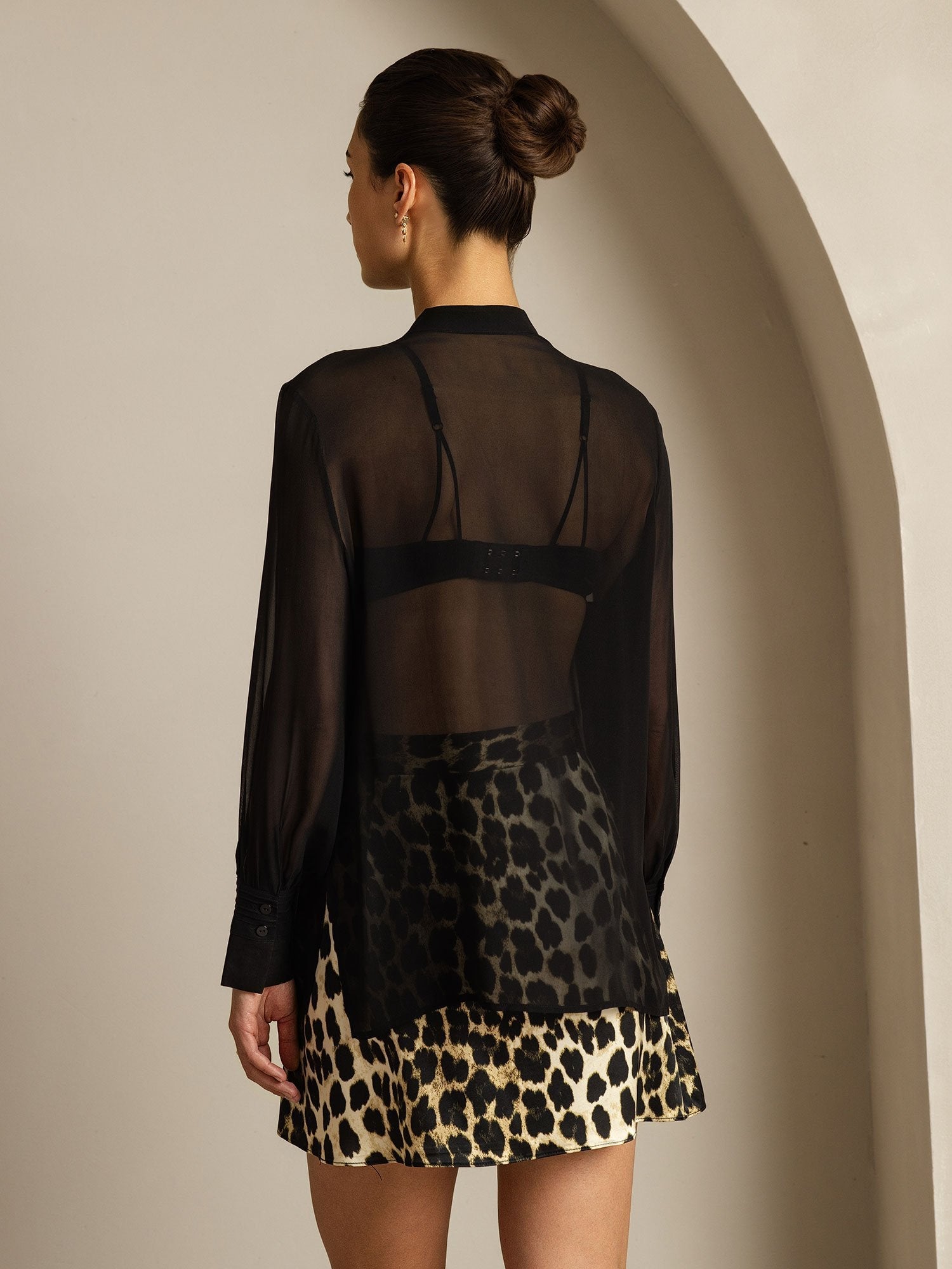 [Zwart] SilkSilky-NL Zijde Womens Shirt 002