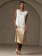 [Wit] SilkSilky-NL Sleeveless Round Neck Cami-Top 005
