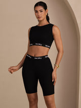 [Zwart] SilkSilky-NL Sleeveless Crew Neck Women's Outfit Sets 004