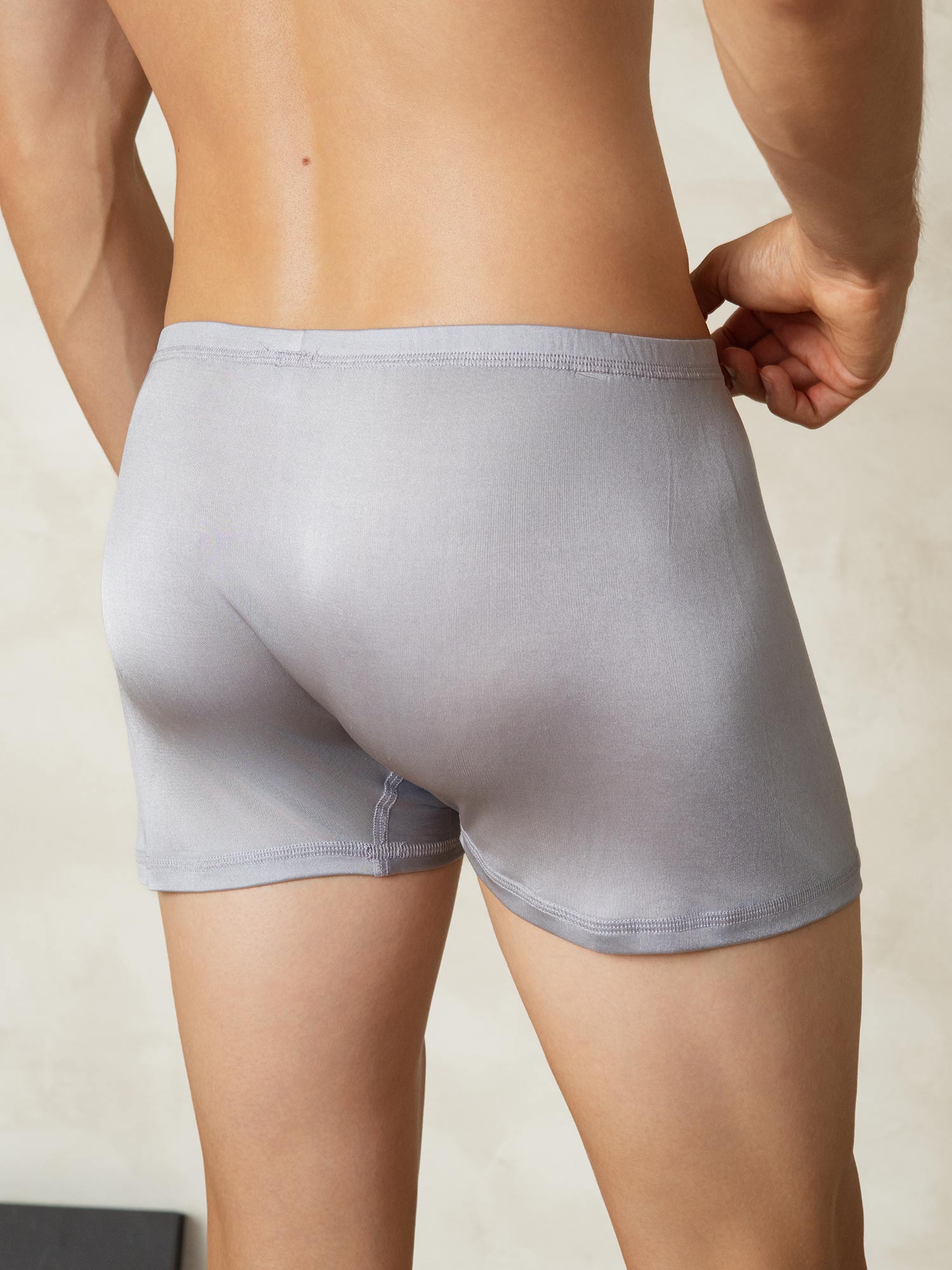 [Grijs] SilkSilky-NL Zijde Gebreid Mens Underwear 002