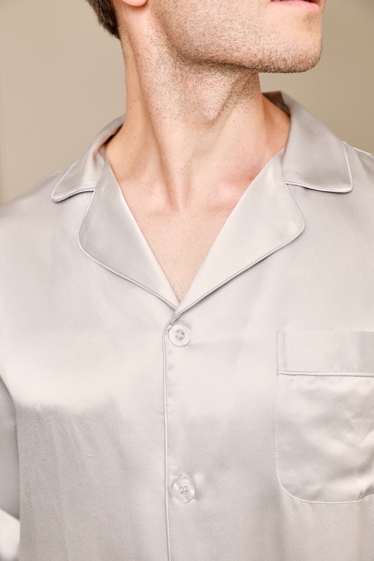 [Grijs] SilkSilky-NL 19Momme Mens Pajamas 006