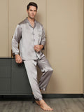 SilkSilky-NL Lange Mouw Revers Heren Pyjama Set Grijs 006