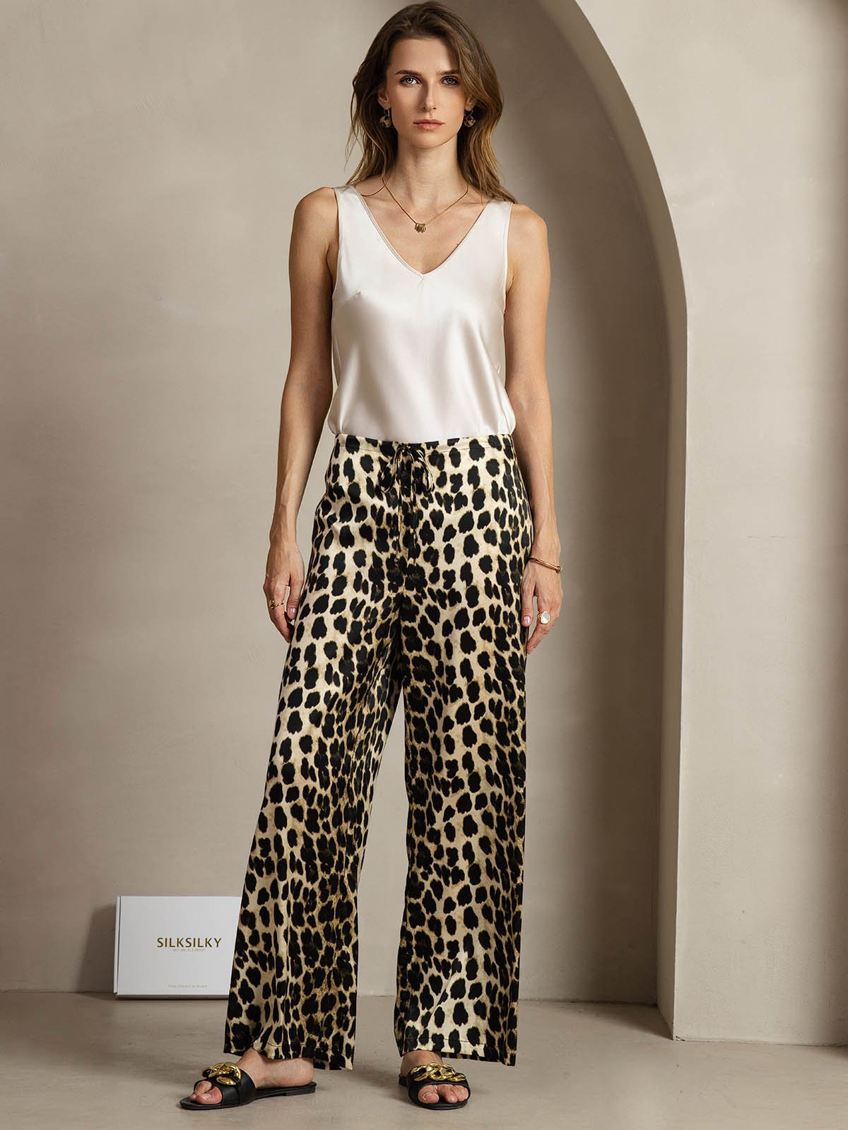 [Leopard] SilkSilky-NL 19Momme Zijde Womens Pants 006