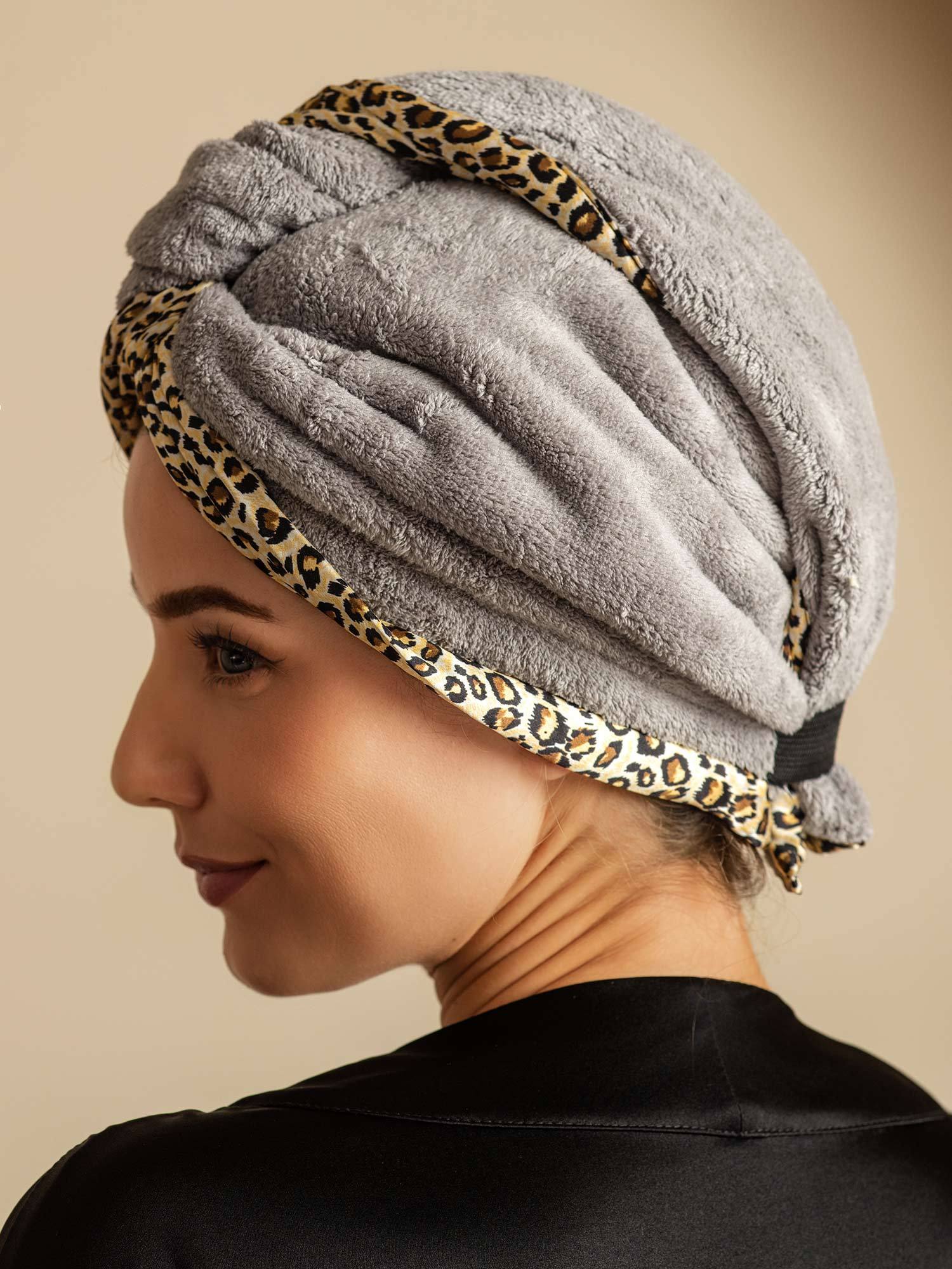 [Leopard] SilkSilky-NL Zijde Hair Towel Wrap 008,