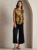 [Bruin] SilkSilky-NL Cap Sleeve Round Neck Dames T-Shirt 004