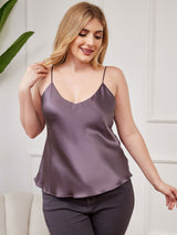 [Paars Grijs] SilkSilky-NL Spaghetti Bandjes V Hals Grote maten Cami-Top 003