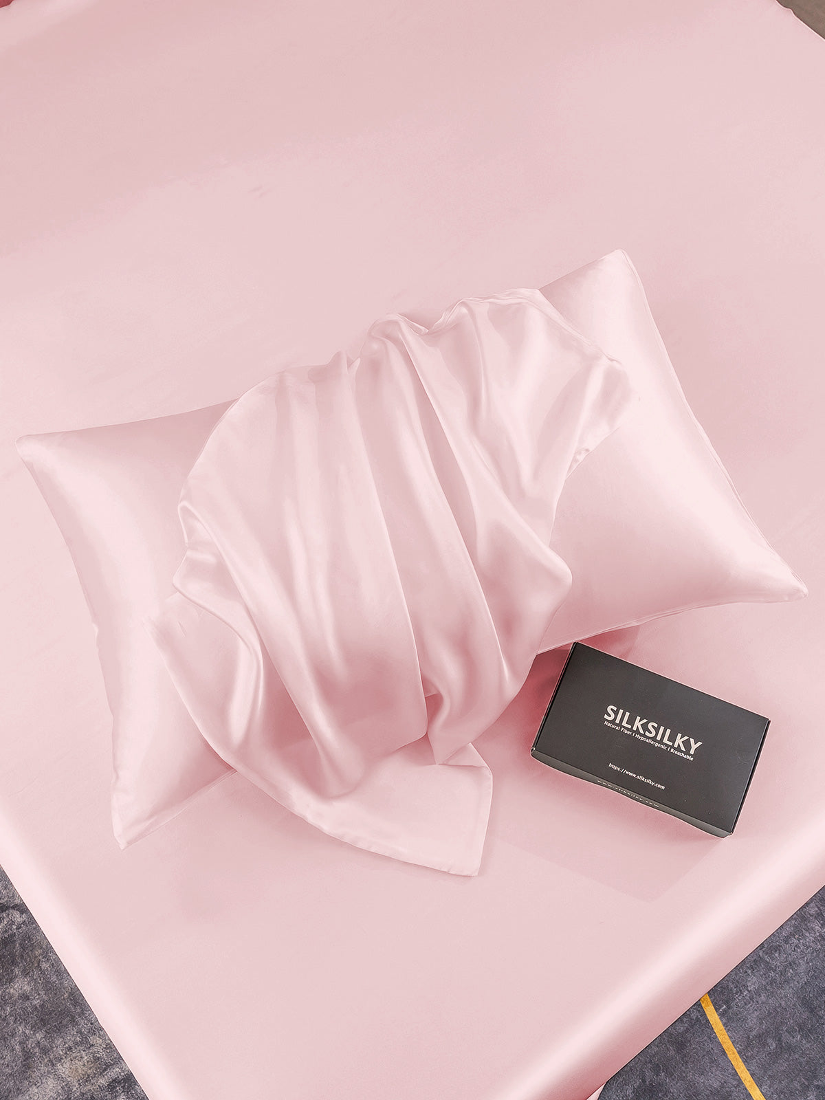 SilkSilky-NL 19Momme Pillowcase Roze 005