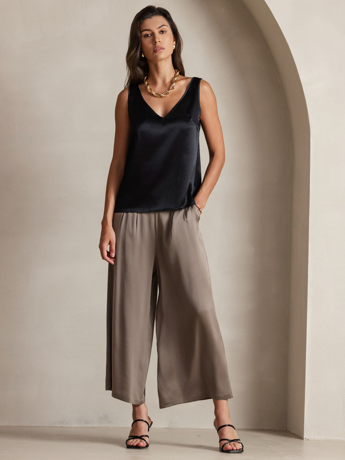 [Zwart] SilkSilky-NL 19Momme Zijde Camisoles 006