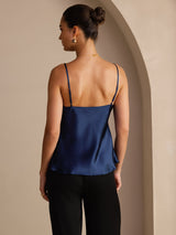 [Donkerblauw] SilkSilky-NL Spaghetti Strap V Neck Cami-Top 002
