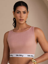[Roze] SilkSilky-NL Sleeveless Crew Neck Cami-Top 003