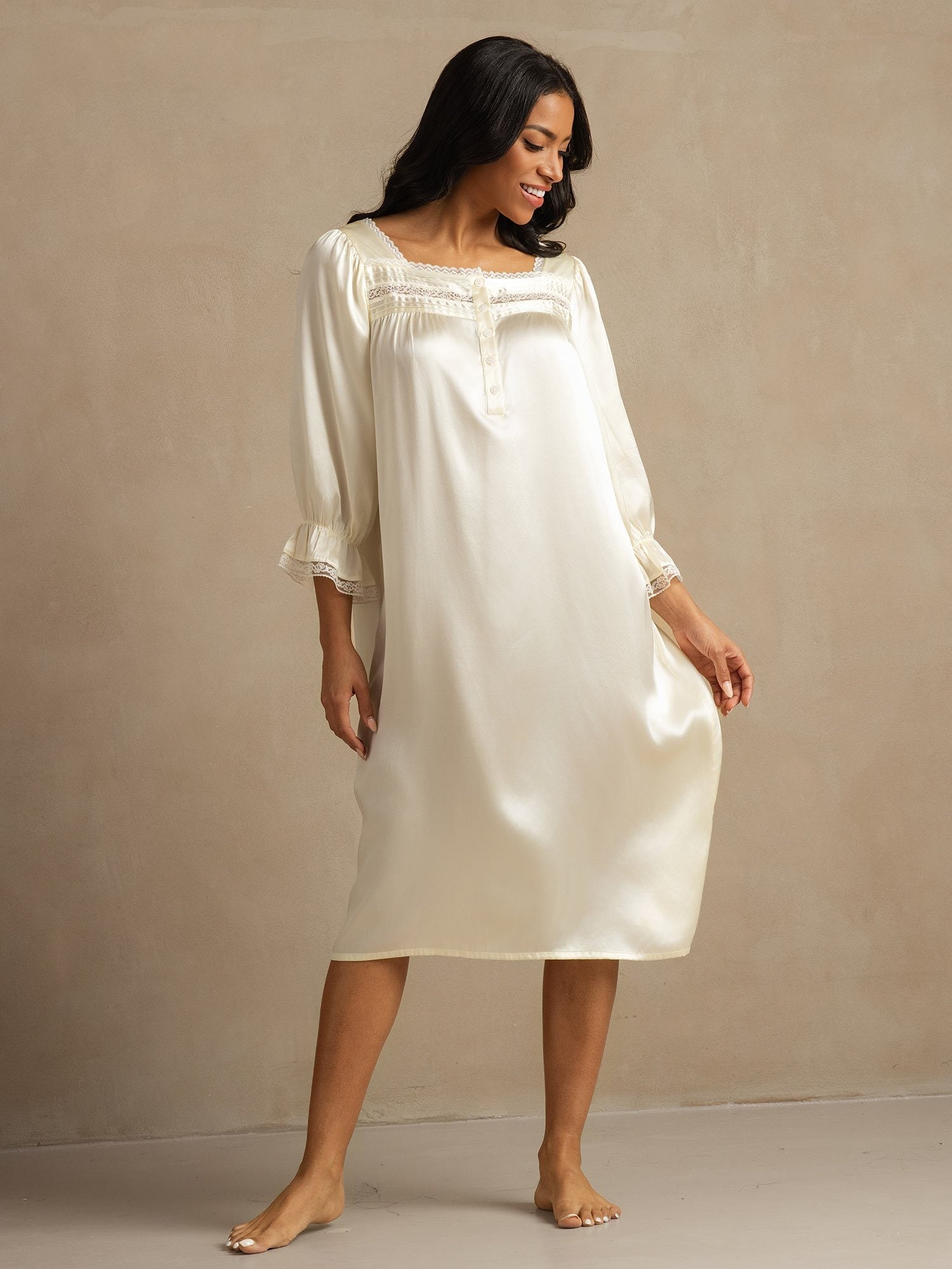 [Wit] SilkSilky-NL Zijde Nightgown 001