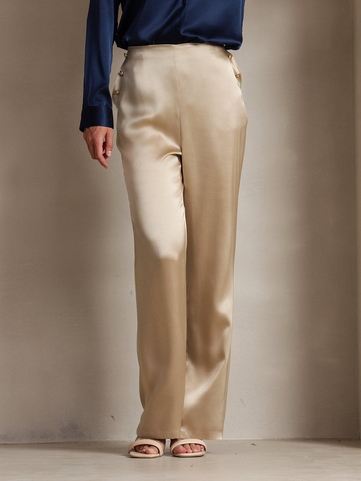 [Champagne] SilkSilky-NL 19Momme Zijde Womens Pants 003