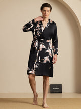 [Zwart] SilkSilky-NL 19Momme Mens Robe 003