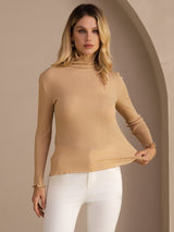[Maansteen] SilkSilky-NL Long Sleeve Turtle Neck Dames T-Shirt 004