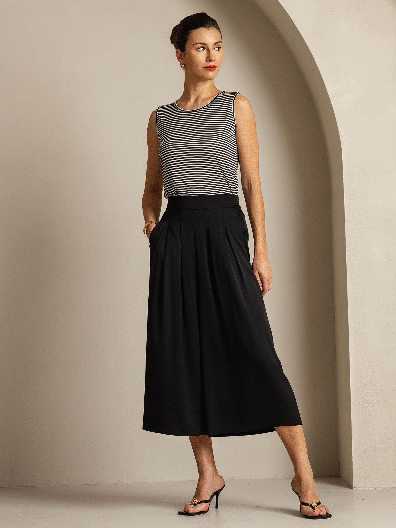 [Zwart] SilkSilky-NL 19Momme Zijde Womens Pants 003
