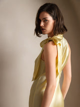 [Lichtgeel] SilkSilky-NL 19Momme Stretch Silk Charmeuse Sleeveless Tie Neck Jurk 002