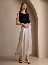 [Zwart] SilkSilky-NL Sleeveless Round Neck Cami-Top 007
