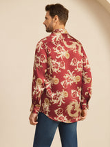 [Wijnrode Draak] SilkSilky-NL Long Sleeve Lapel Collar Heren Shirt 002