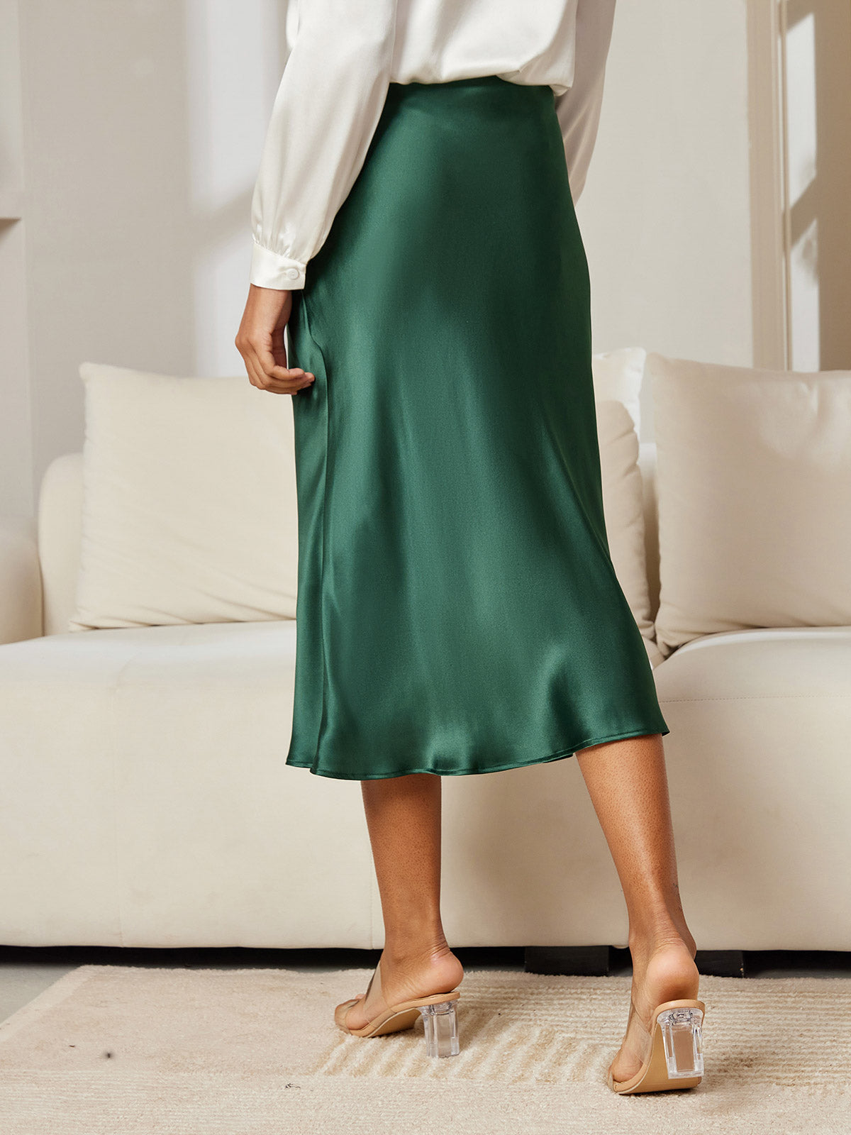 [Donkergroen] SilkSilky-NL 19Momme Pure Silk Skirt 002