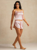 [Roze] SilkSilky-NL Spaghetti Bandjes Diepe Ronde Hals Cami-Set 006