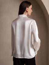 [Wit] SilkSilky-NL Long Sleeve Lapel Collar Dames Blouse 002