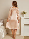 SilkSilky NL Pure Silk Lange Mouw Nightgown Champagne 002