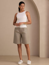 [Wit] SilkSilky-NL Sleeveless Round Neck Cami-Top 007