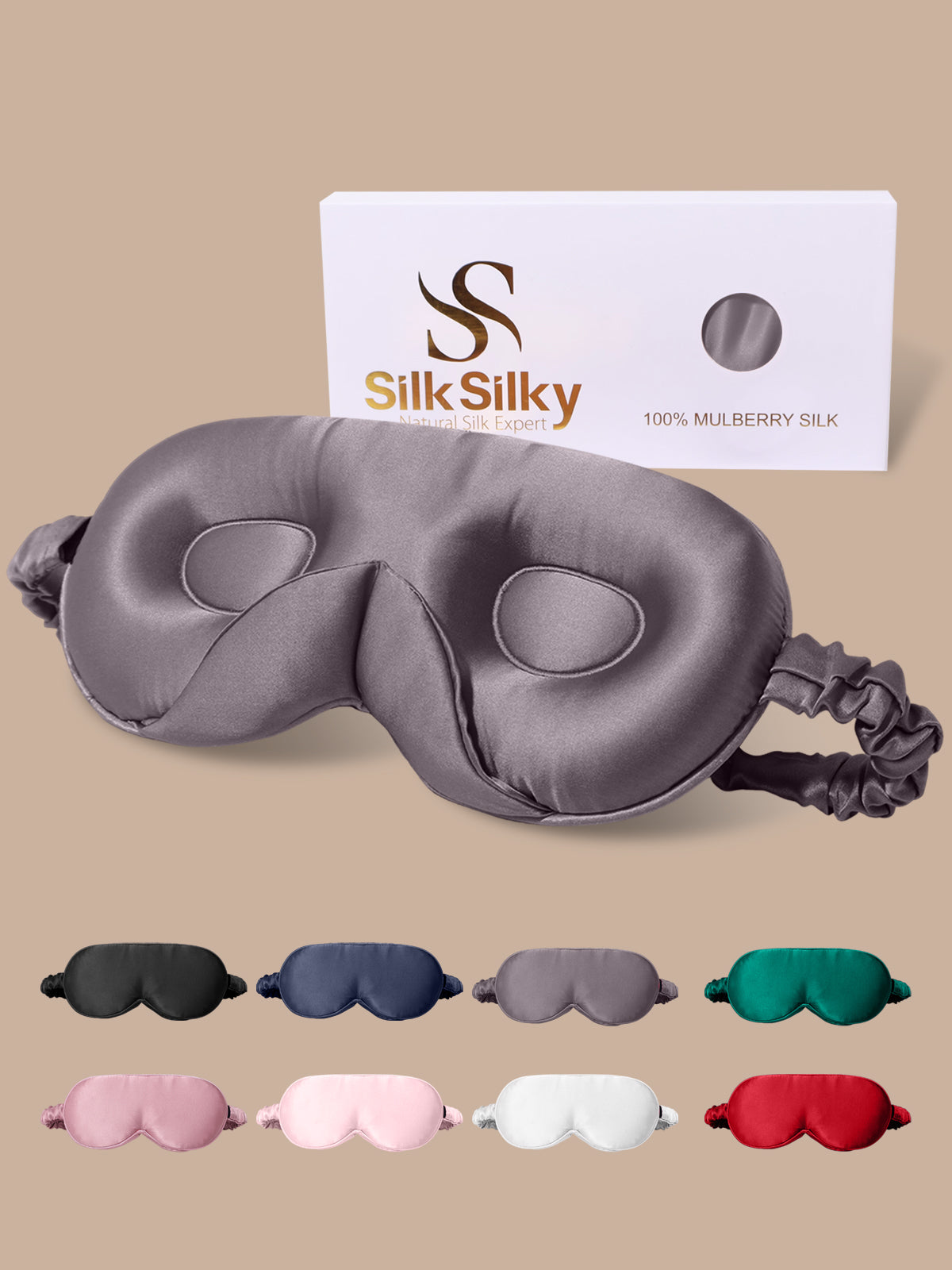 [Donkergrijs] SilkSilky-NL Zijde Eye Mask 001