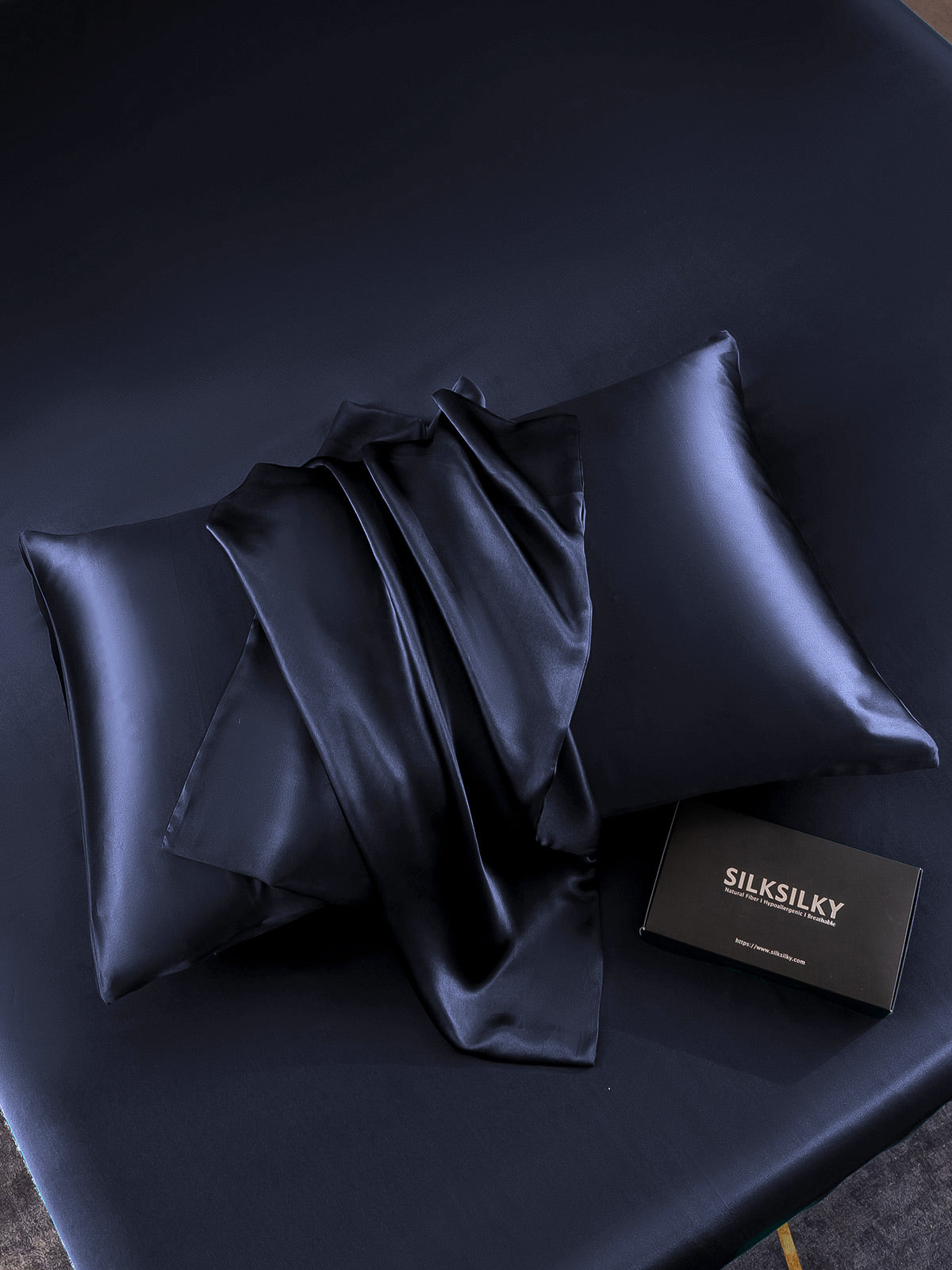 SilkSilky NL 22Momme Pure Silk Pillowcase Donkerblauw 005