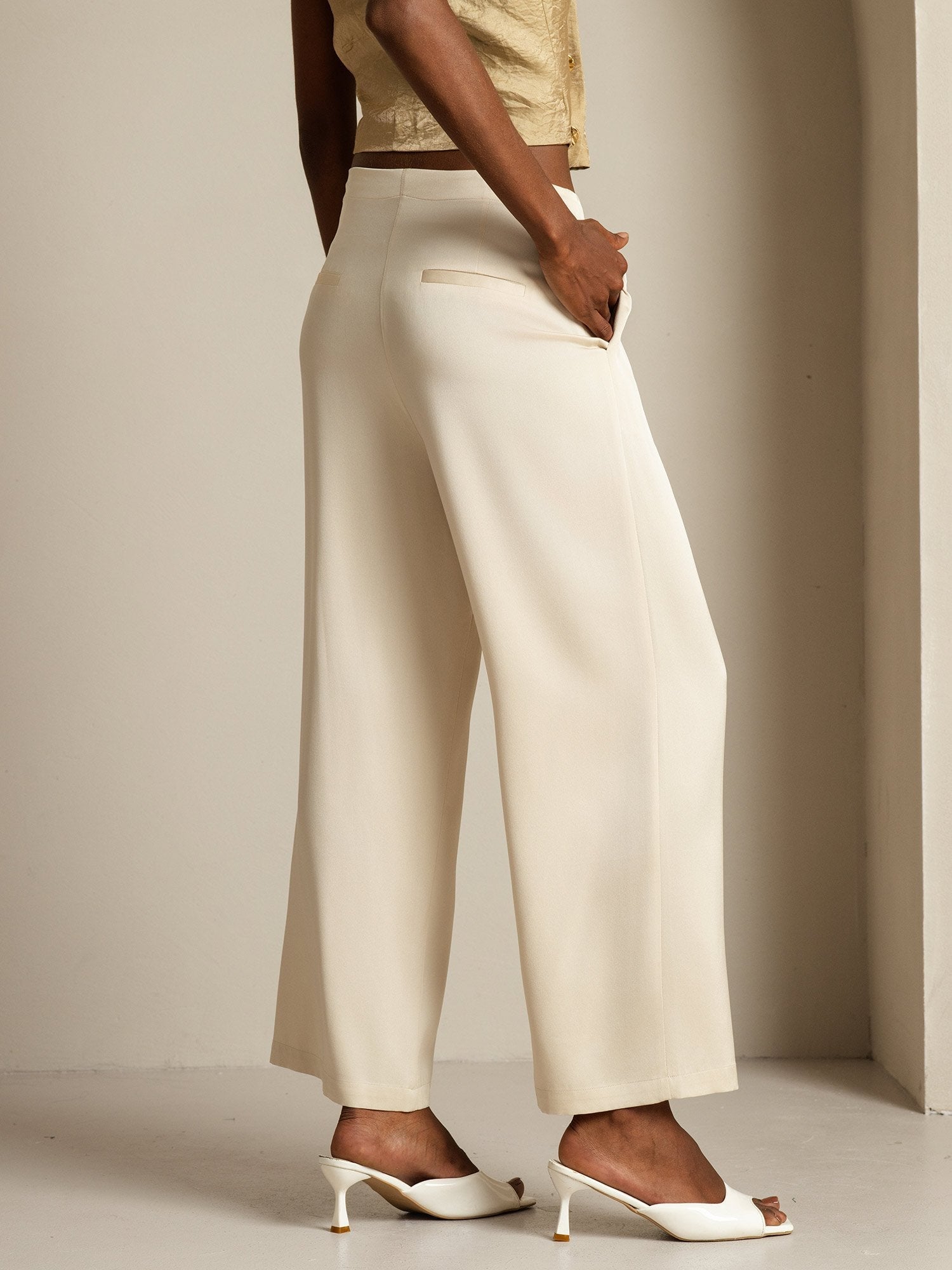 [Beige] SilkSilky-NL 19Momme Zijde Womens Pants 006