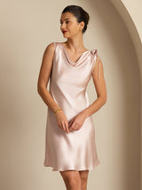 [Roze] SilkSilky-NL Sleeveless Cowl Neck Jurk 007