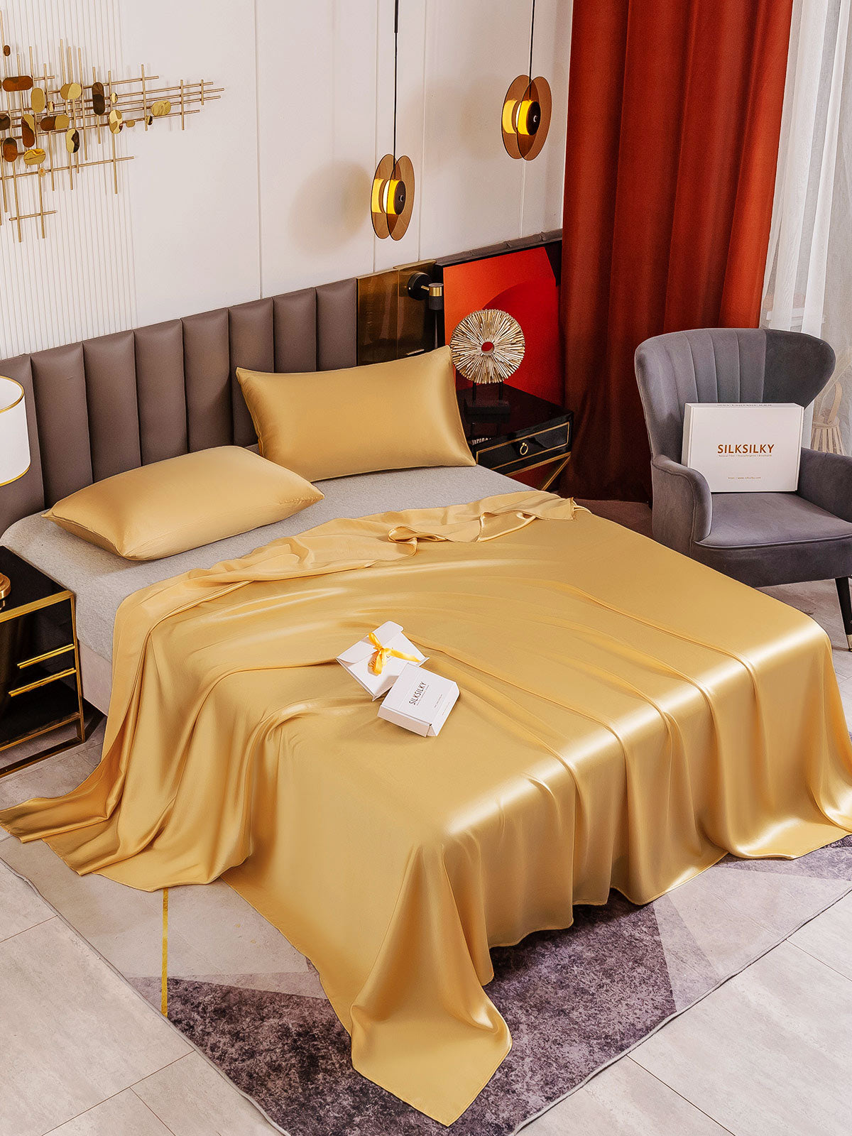 [Champagne] SilkSilky-NL 19Momme Bedding Set 001