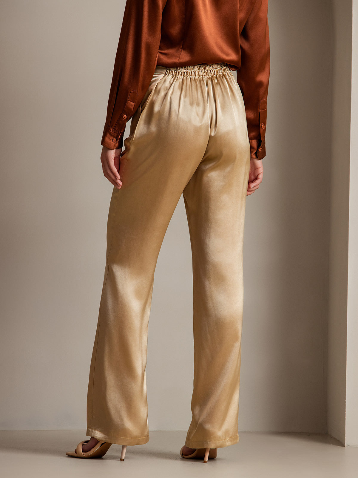 [Champagne] SilkSilky-NL 19Momme Zijde Womens Pants 002