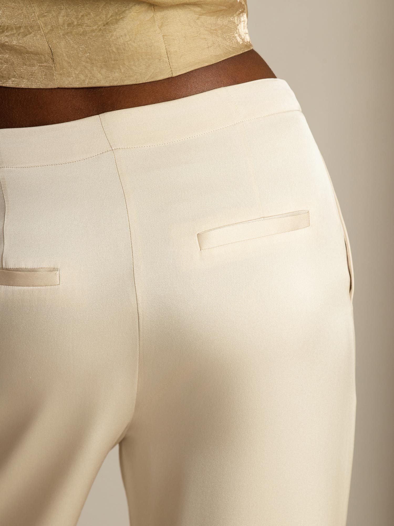 [Beige] SilkSilky-NL 19Momme Zijde Womens Pants 005