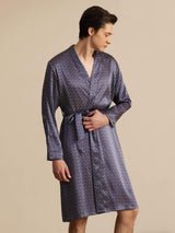 [Marine Ginkgo] SilkSilky-NL Long Sleeve V Neck Heren Kamerjas 004