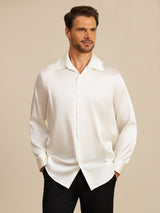 [Wit] SilkSilky-NL 19Momme Lange Mouw Reverskraag Heren Shirt 003