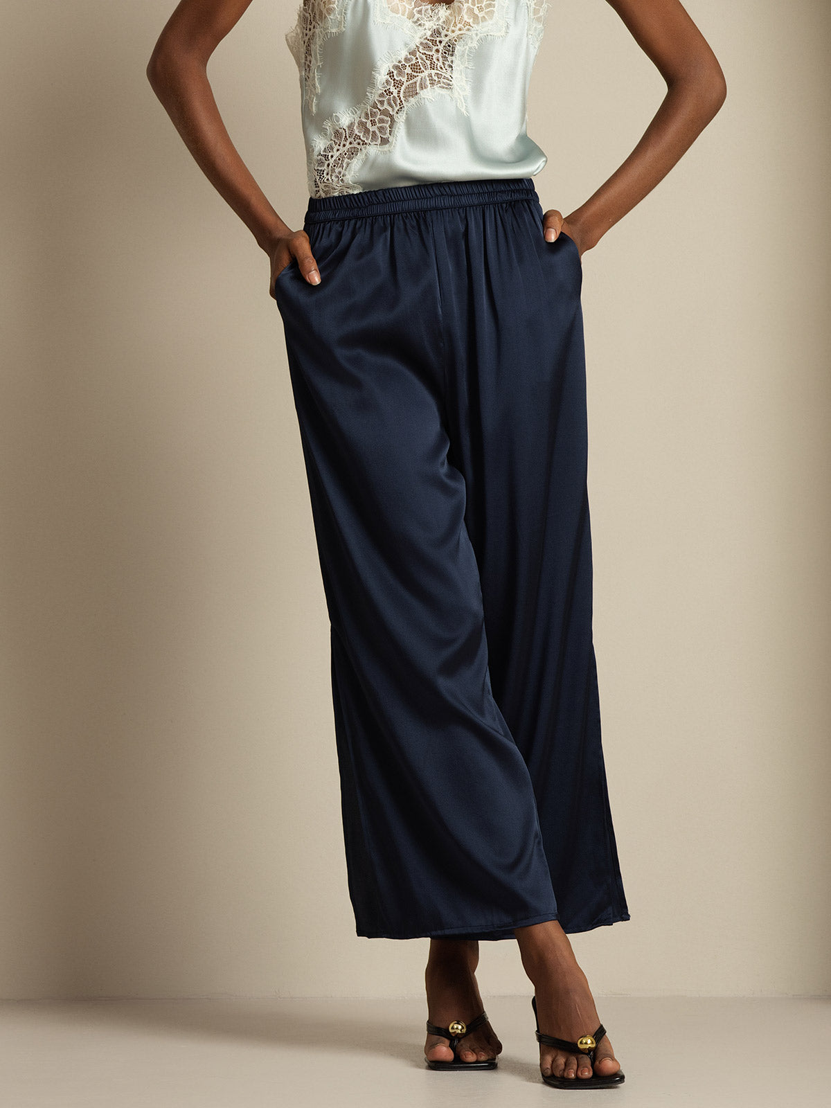 [Donkerblauw] SilkSilky-NL 19Momme Zijde Womens Pants 005