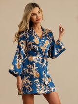 [Navy Draak] SilkSilky-NL 3/4 Mouw Dames Kamerjas 007