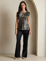 [Leopard] SilkSilky-NL 19Momme Zijde Ronde Hals Dames T-Shirt 003
