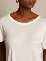 [Wit] SilkSilky-NL Korte Mouw Ronde Hals Dames T-Shirt 004