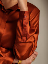 [Karamel] SilkSilky-NL Long Sleeve Lapel Collar Dames Blouse 007