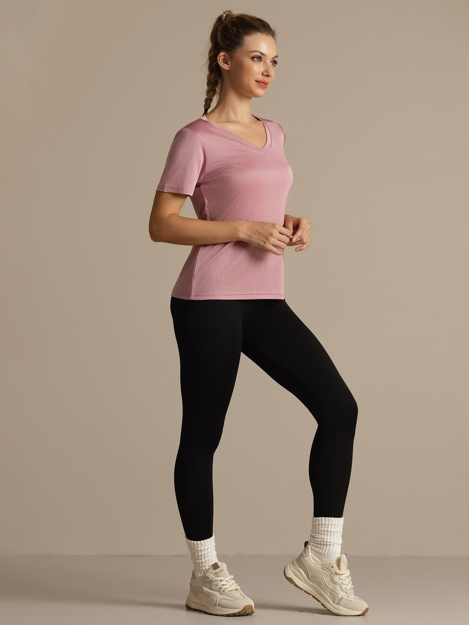 [Bleek Mauve] SilkSilky-NL Korte Mouw Dames T-Shirt 008