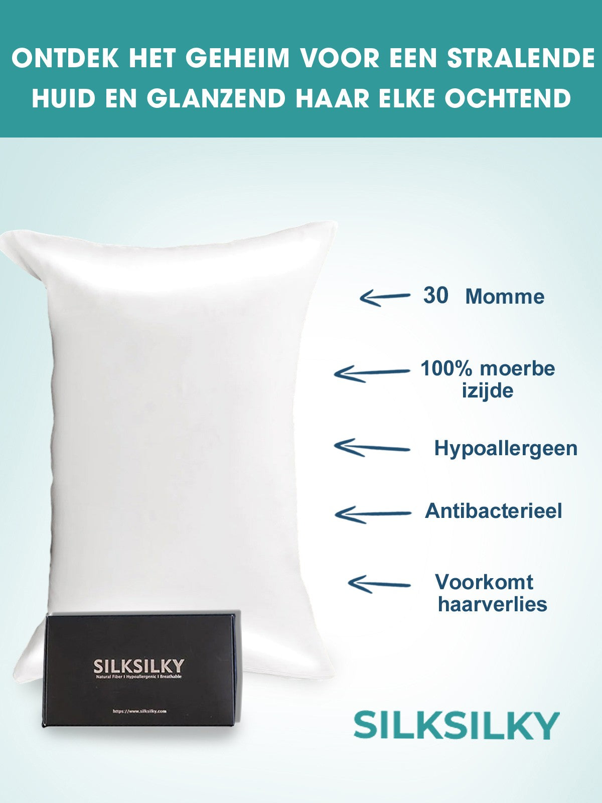 SilkSilky NL 30Momme Pure Silk Pillowcase Wit 003