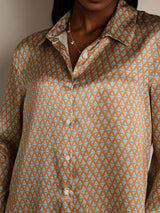 [Floral] SilkSilky-NL Long Sleeve Lapel Collar Dames Blouse 009