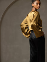 [Bruin] SilkSilky-NL Long Sleeve Boat Neck Blouse 006