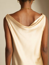 [Champagne] SilkSilky-NL Sleeveless Cowl Neck Jurk 004